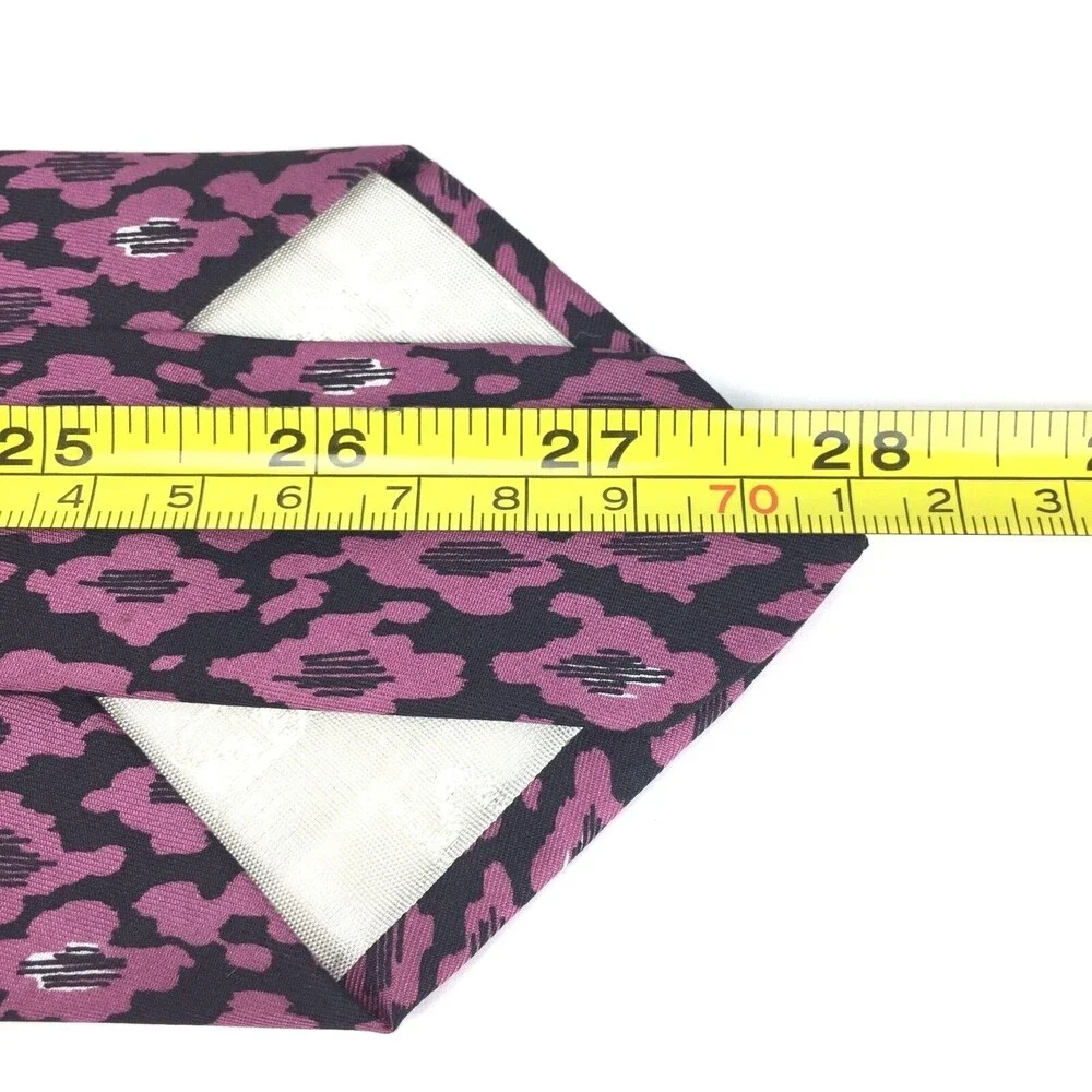 Men's Serica Pink & Black Tie 100% Pure Italian Silk Wide Short Dress Necktie